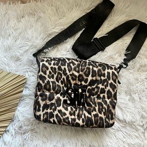 Steve Madden Black and Brown Leopard Crossbody Bag